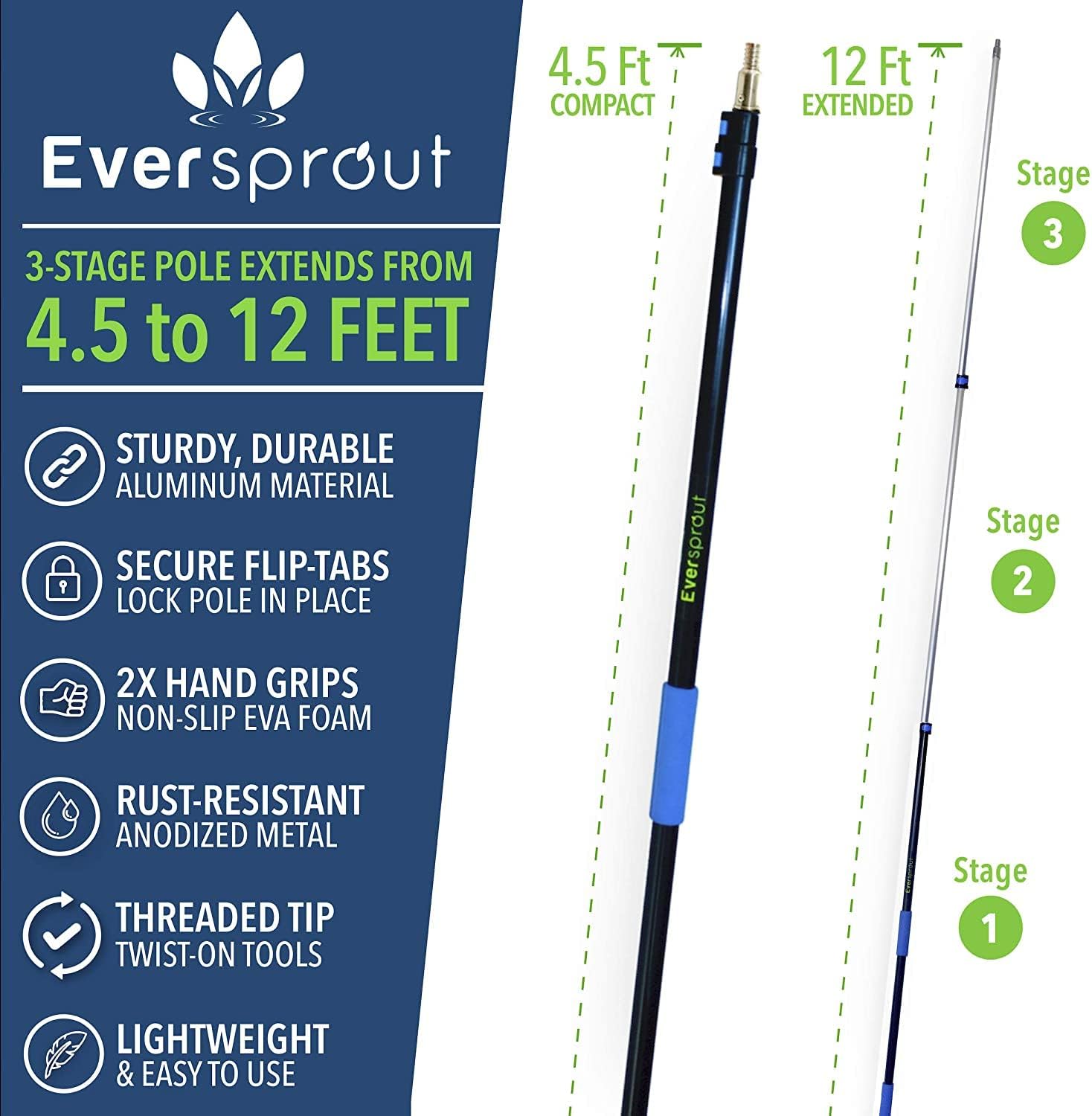 EVERSPROUT SnowBuster Extendable Roof Rake for Snow Removal, 5-12 ft, Pack of 2 M113